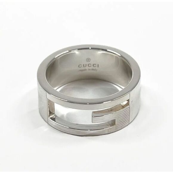 Authentic GUCCI Ring Branded Cutout G Silver925 size 7.5 - Picture 1 of 6